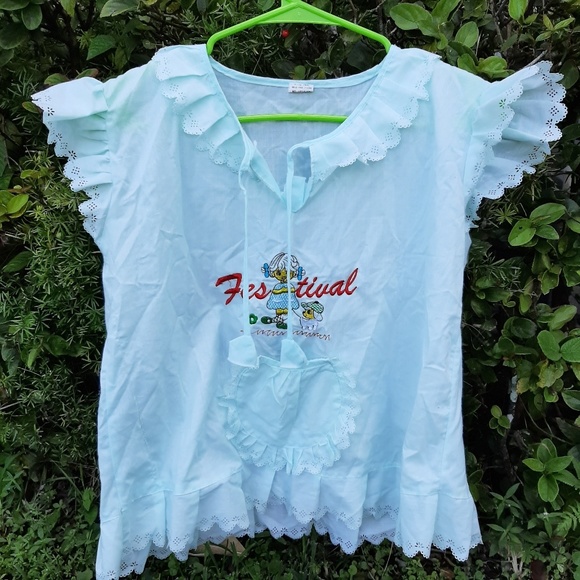 🍓Baby Doll Eyelet Top Kuwaii Pocket Boho - Picture 4 of 8